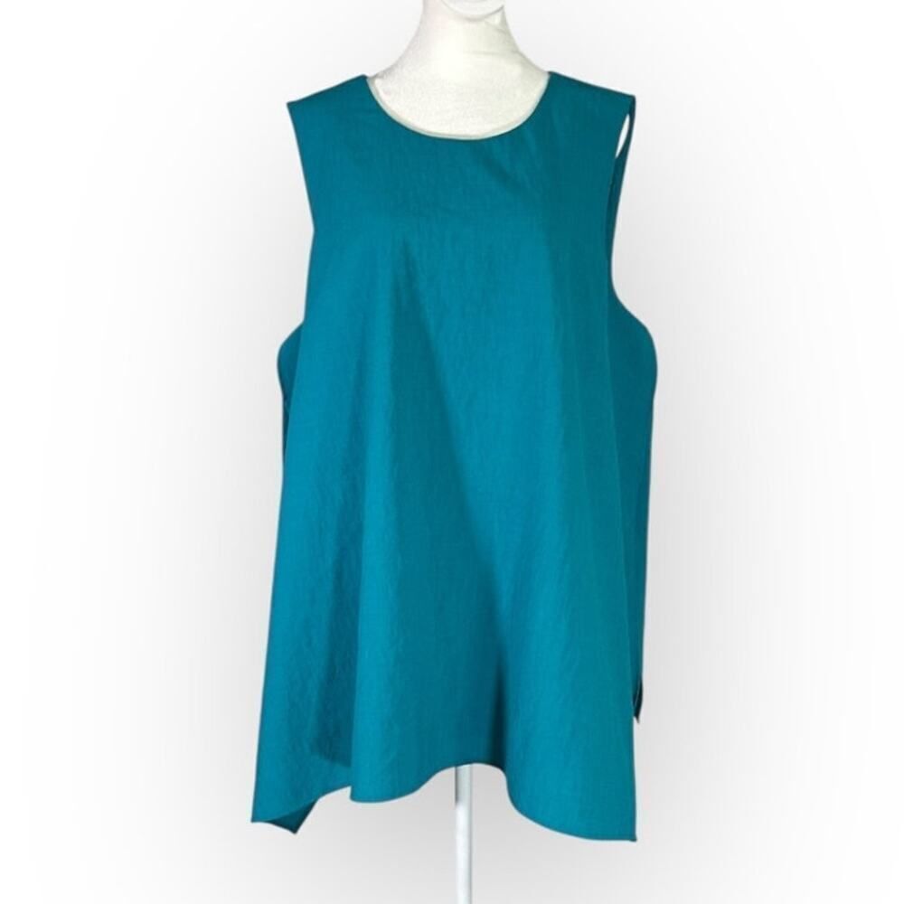 Lane Bryant Swing Tunic Women's Plus 18 Teal Blue Sleeveless Open Sides